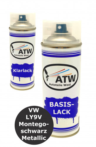 Autolack für VW LY9V Montegoschwarz Metallic+400ml Klarlack Set